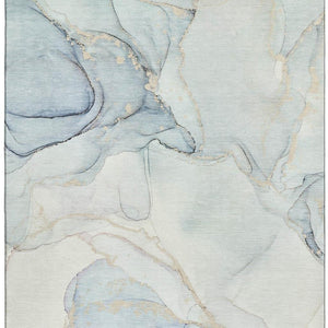 HomeRoots 8' X 10' Sky Blue & Ivory Abstract Washable Rug - UV Protection, Stain Resistant, Perfect for Any Room 647402