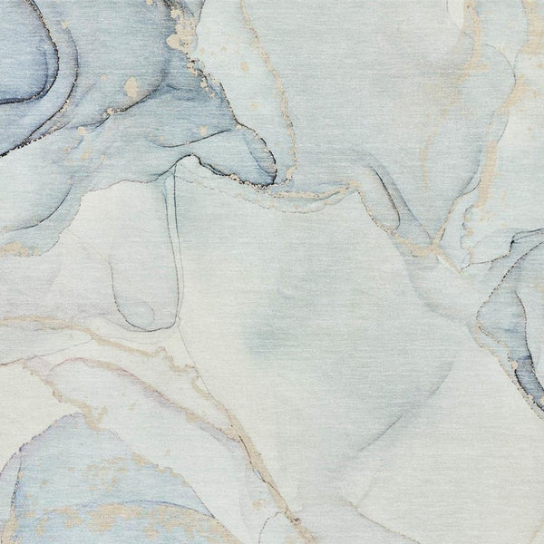 HomeRoots 8' X 10' Sky Blue & Ivory Abstract Washable Rug - UV Protection, Stain Resistant, Perfect for Any Room 647402