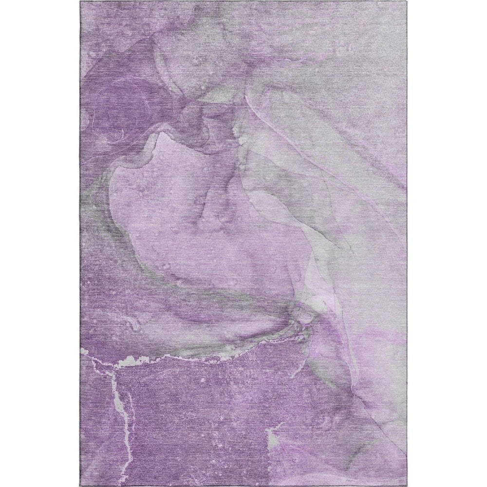 HomeRoots 5' X 8' Lilac and Ivory Abstract Area Rug – Stylish, Washable, UV-Protected for High-Traffic Spaces 647406
