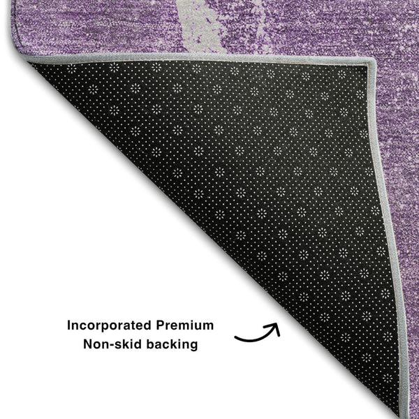 HomeRoots 5' X 8' Lilac and Ivory Abstract Area Rug – Stylish, Washable, UV-Protected for High-Traffic Spaces 647406
