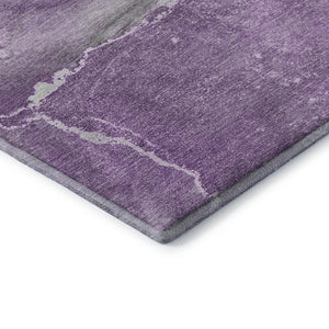 HomeRoots 8' Lilac & Ivory Abstract Washable Round Rug - Durable, UV Protected, Perfect for High-Traffic Spaces! 647407