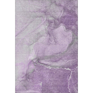 HomeRoots 8' X 10' Lilac & Ivory Abstract Washable Area Rug - Durable, Stain-Resistant with UV Protection! 647408