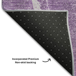 HomeRoots 9' X 12' Lilac and Ivory Abstract Washable Area Rug - Soft, Stylish, UV Protected for Modern Spaces 647409