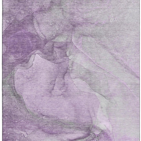 HomeRoots 9' X 12' Lilac and Ivory Abstract Washable Area Rug - Soft, Stylish, UV Protected for Modern Spaces 647409