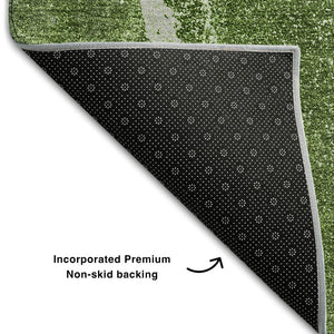 HomeRoots 9' X 12' Olive Green Abstract Area Rug – Washable, UV Protected & Perfect for Family Spaces! 647421