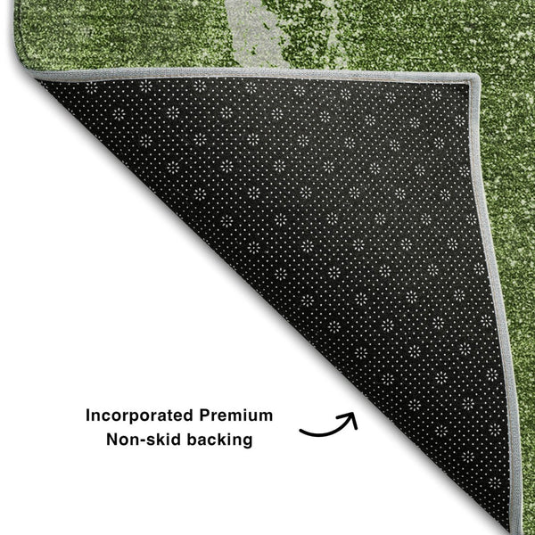 HomeRoots 9' X 12' Olive Green Abstract Area Rug – Washable, UV Protected & Perfect for Family Spaces! 647421