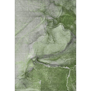 HomeRoots 9' X 12' Olive Green Abstract Area Rug – Washable, UV Protected & Perfect for Family Spaces! 647421