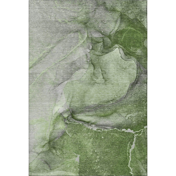 HomeRoots 9' X 12' Olive Green Abstract Area Rug – Washable, UV Protected & Perfect for Family Spaces! 647421