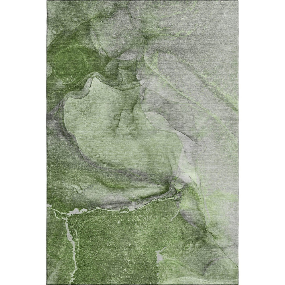 HomeRoots 10' Olive Green & Ivory Abstract Washable Area Rug – Durable, Stylish, Stain Resistant with UV Protection 647422