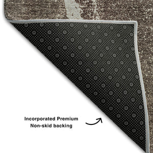 HomeRoots 8' Taupe And Ivory Abstract Round Washable Rug – Stylish, Durable, UV-Protected for Indoor & Outdoor Use 647425