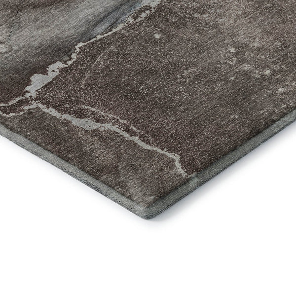 HomeRoots 8' Taupe And Ivory Abstract Round Washable Rug – Stylish, Durable, UV-Protected for Indoor & Outdoor Use 647425