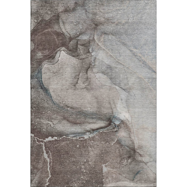 HomeRoots 8' X 10' Abstract Washable Area Rug in Taupe & Ivory - Durable, Stain Resistant, UV Protected Style! 647426