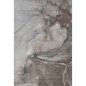HomeRoots 9' X 12' Taupe & Ivory Abstract Area Rug - Washable, UV Protected, Durable for High-Traffic Homes 647427