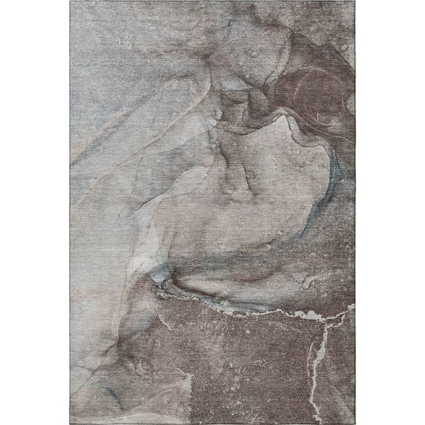 HomeRoots 10' X 14' Taupe and Ivory Abstract Area Rug - Durable, Washable & UV-Protected for Modern Homes 647428