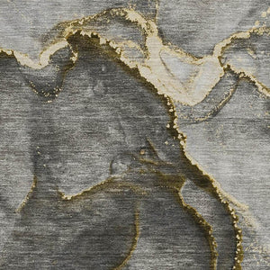 HomeRoots 10' Gold and Gray Abstract Washable Area Rug - Stylish, Durable, UV Protected for Modern Homes! 647440