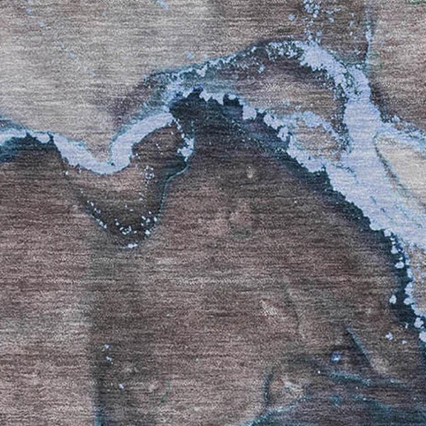 HomeRoots 8' X 10' Modern Navy Blue & Gray Abstract Area Rug - Washable, Stain Resistant & UV Protected! 647444