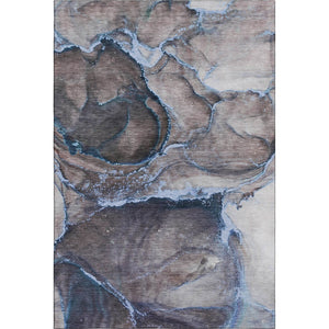 HomeRoots 9' X 12' Abstract Navy Blue and Gray Area Rug - Washable, UV-Protected, Stylish for Modern Homes 647445