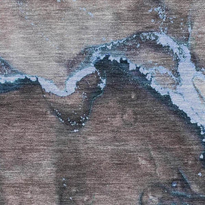 HomeRoots 9' X 12' Abstract Navy Blue and Gray Area Rug - Washable, UV-Protected, Stylish for Modern Homes 647445
