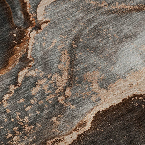 HomeRoots 5' X 8' Stylish Peach and Gray Abstract Washable Area Rug with UV Protection for Modern Spaces 647448