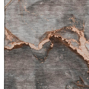 HomeRoots 8' X 10' Stylish Peach & Gray Abstract Area Rug – Washable, UV-Protected, Ideal for Busy Homes! 647450