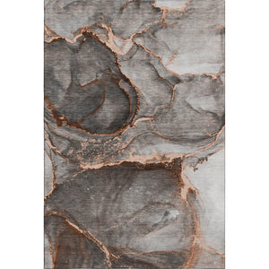 HomeRoots 8' X 10' Stylish Peach & Gray Abstract Area Rug – Washable, UV-Protected, Ideal for Busy Homes! 647450