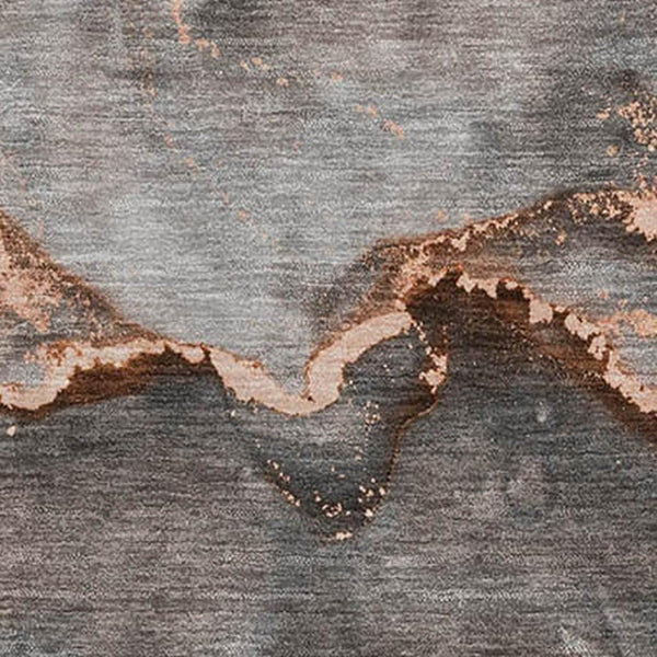 HomeRoots 9' X 12' Peach and Gray Abstract Area Rug - Stylish, Washable, UV-Protected for High-Traffic Spaces! 647451