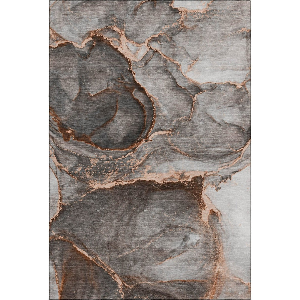 HomeRoots 10' X 14' Peach and Gray Abstract Area Rug – Washable, Stain-Resistant, UV Protected for Modern Homes 647452