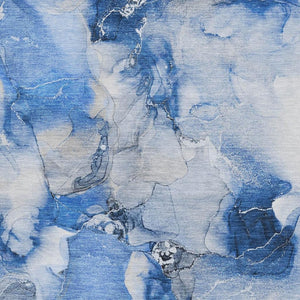 HomeRoots 9' X 12' Navy Blue Ivory Abstract Area Rug – Washable, UV-Protected, Durable & Stylish for Any Room 647463