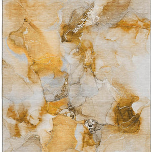 HomeRoots 5' X 8' Vibrant Orange and Ivory Abstract Area Rug – Washable, UV Protected, Stain Resistant Design! 647466