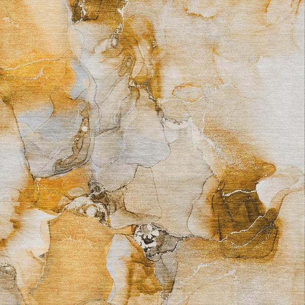 HomeRoots 5' X 8' Vibrant Orange and Ivory Abstract Area Rug – Washable, UV Protected, Stain Resistant Design! 647466