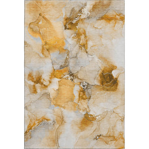 HomeRoots 10' X 14' Orange & Ivory Abstract Washable Area Rug - Stylish, Durable, UV Protected for Busy Homes 647470