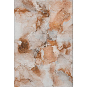 HomeRoots 5' X 8' Modern Rust and Ivory Abstract Area Rug - Washable, UV-Resistant, Ideal for High-Traffic Spaces 647472