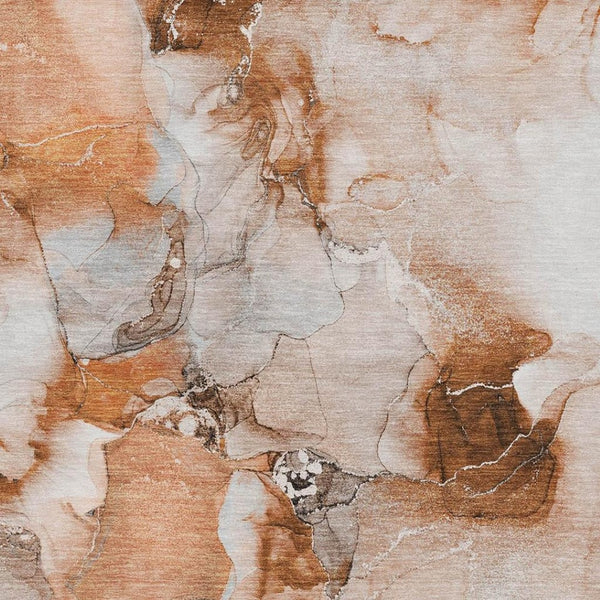 HomeRoots 5' X 8' Modern Rust and Ivory Abstract Area Rug - Washable, UV-Resistant, Ideal for High-Traffic Spaces 647472