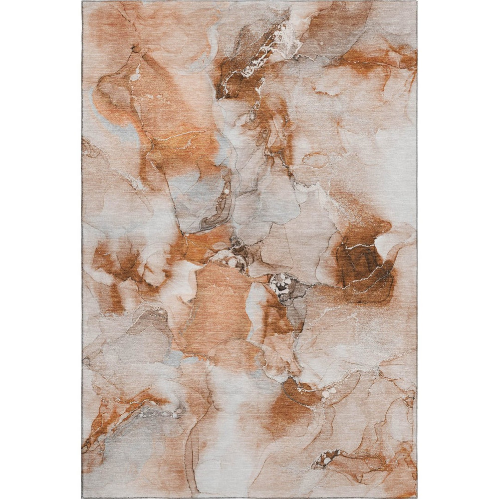 HomeRoots 10' x 14' Washable Area Rug in Rust & Ivory — Durable, UV-Protected, Stain-Resistant Design for Homes 647476