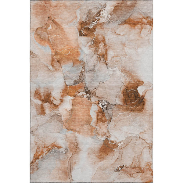 HomeRoots 10' x 14' Washable Area Rug in Rust & Ivory — Durable, UV-Protected, Stain-Resistant Design for Homes 647476