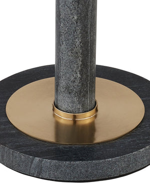Currey & Company Miles Black Marble Accent Table - Elegant Midnight Stone & Polished Brass Finish For Modern Decor Black Midnight Black Stone ,Brass 4000-0241-currey-company