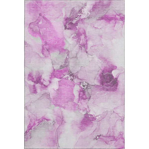 HomeRoots 8' X 10' Pink And Ivory Abstract Washable Area Rug - UV Protected, Durable, Stylish for Any Room 647480