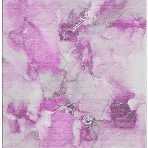HomeRoots 8' X 10' Pink And Ivory Abstract Washable Area Rug - UV Protected, Durable, Stylish for Any Room 647480