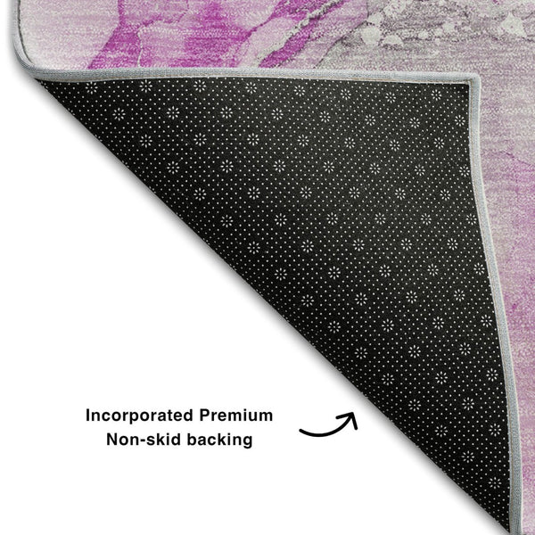 HomeRoots 9' X 12' Pink & Ivory Abstract Area Rug - Washable, UV Protected, Stain Resistant for Durability 647481
