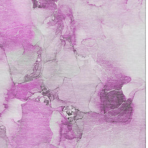 HomeRoots 9' X 12' Pink & Ivory Abstract Area Rug - Washable, UV Protected, Stain Resistant for Durability 647481