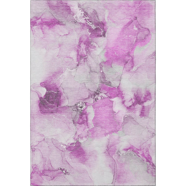 HomeRoots 9' X 12' Pink & Ivory Abstract Area Rug - Washable, UV Protected, Stain Resistant for Durability 647481