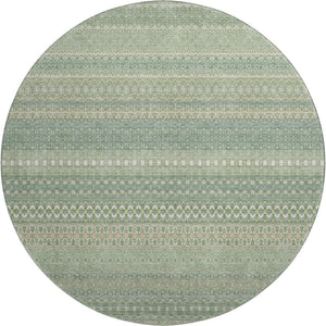 HomeRoots 8' Fern Green and Ivory Striped Washable Rug - UV Protected, Stain-Resistant, Ideal for Any Space! 647485