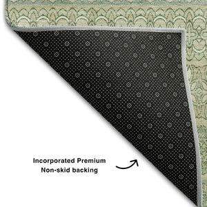 HomeRoots 8' Fern Green and Ivory Striped Washable Rug - UV Protected, Stain-Resistant, Ideal for Any Space! 647485