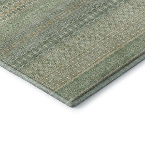 HomeRoots 8' Fern Green and Ivory Striped Washable Rug - UV Protected, Stain-Resistant, Ideal for Any Space! 647485
