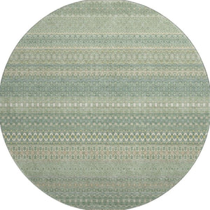 HomeRoots 8' Fern Green and Ivory Striped Washable Rug - UV Protected, Stain-Resistant, Ideal for Any Space! 647485