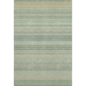HomeRoots 8' X 10' Fern Green Ivory Striped Washable Area Rug – Durable, Stain-Resistant, UV Protected Style! 647486
