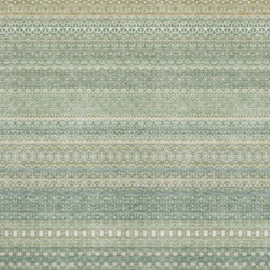 HomeRoots 10' X 14' Fern Green and Ivory Striped Washable Area Rug with UV Protection for High-Traffic Spaces 647488