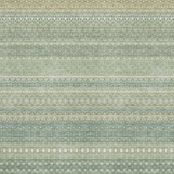 HomeRoots 10' X 14' Fern Green and Ivory Striped Washable Area Rug with UV Protection for High-Traffic Spaces 647488