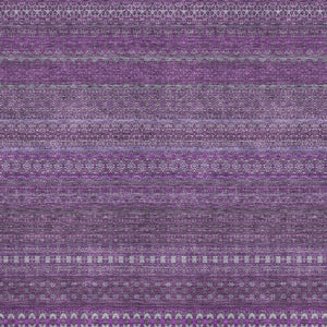 HomeRoots 5' X 8' Stylish Eggplant and Ivory Striped Washable Area Rug – Durable, UV-Protected, Kid-Friendly Design! 647496