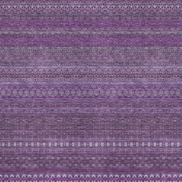 HomeRoots 5' X 8' Stylish Eggplant and Ivory Striped Washable Area Rug – Durable, UV-Protected, Kid-Friendly Design! 647496